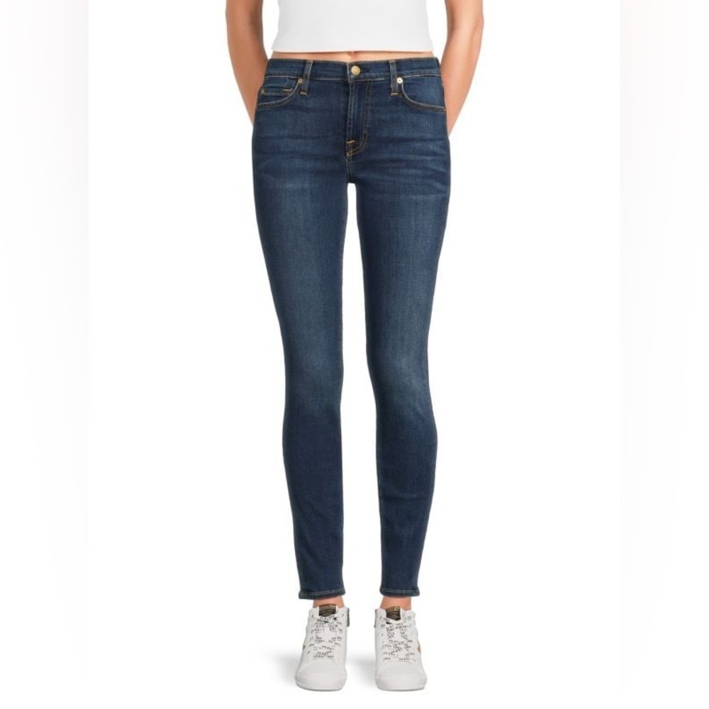 7 For All Mankind Blue Skinny Jeans Stretchy Fit